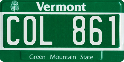 VT license plate COL861