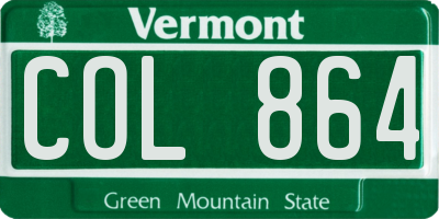 VT license plate COL864