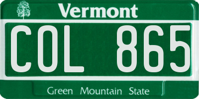 VT license plate COL865