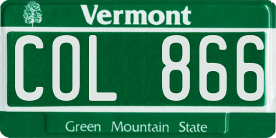 VT license plate COL866