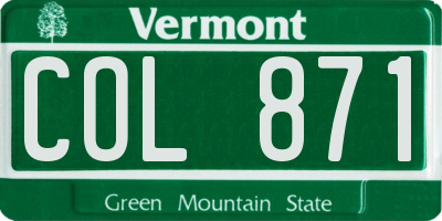 VT license plate COL871
