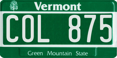 VT license plate COL875