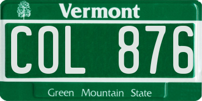 VT license plate COL876