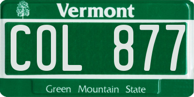 VT license plate COL877