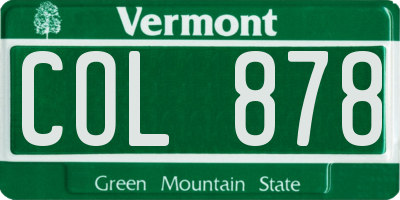 VT license plate COL878