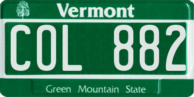 VT license plate COL882