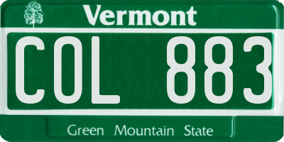 VT license plate COL883