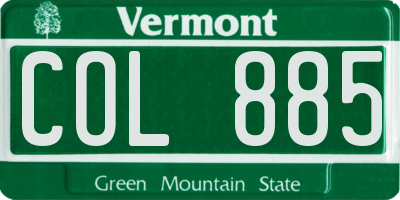 VT license plate COL885