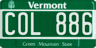 VT license plate COL886