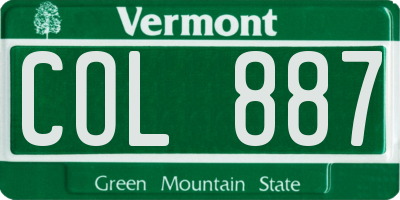 VT license plate COL887