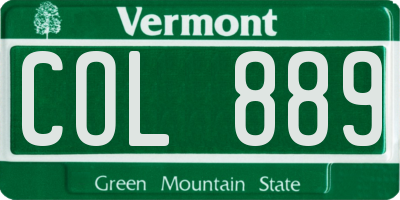VT license plate COL889