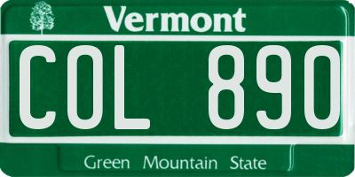 VT license plate COL890