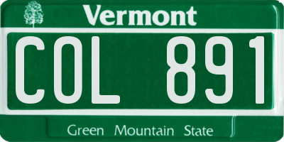 VT license plate COL891