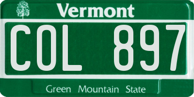 VT license plate COL897