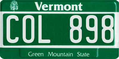 VT license plate COL898