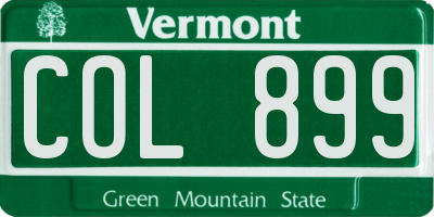 VT license plate COL899