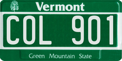 VT license plate COL901