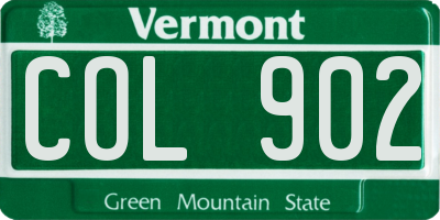 VT license plate COL902