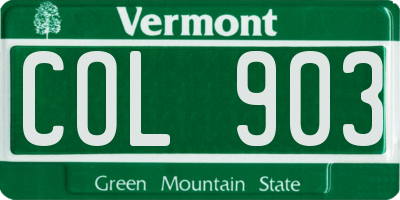 VT license plate COL903