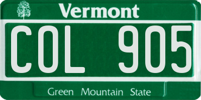 VT license plate COL905