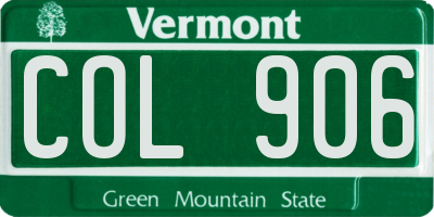 VT license plate COL906