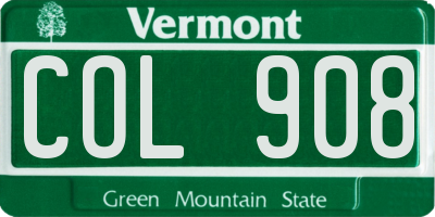 VT license plate COL908