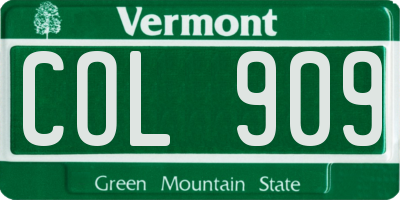 VT license plate COL909