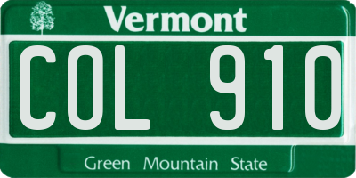 VT license plate COL910