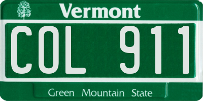 VT license plate COL911
