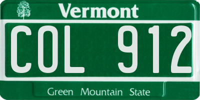 VT license plate COL912