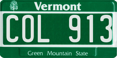 VT license plate COL913