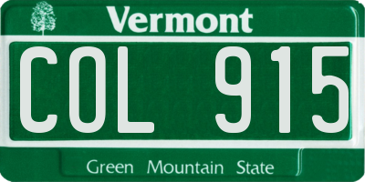 VT license plate COL915
