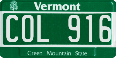 VT license plate COL916