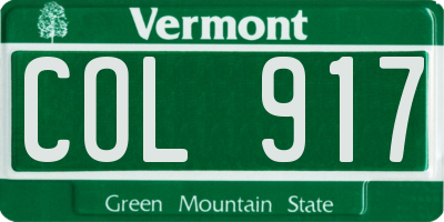 VT license plate COL917