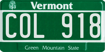 VT license plate COL918