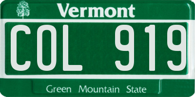 VT license plate COL919