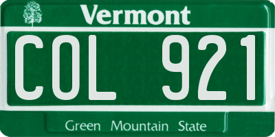 VT license plate COL921