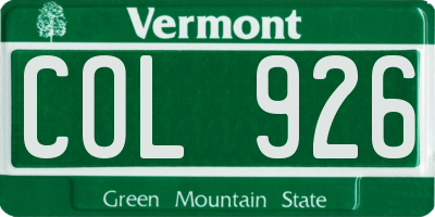 VT license plate COL926