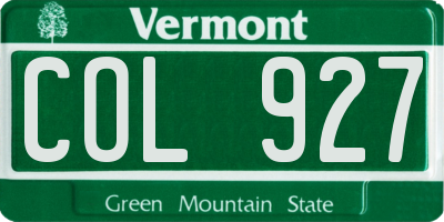 VT license plate COL927
