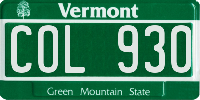 VT license plate COL930