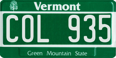 VT license plate COL935