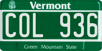 VT license plate COL936