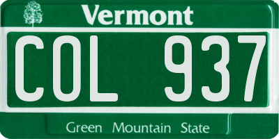 VT license plate COL937