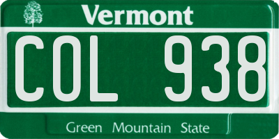 VT license plate COL938