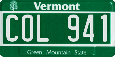 VT license plate COL941