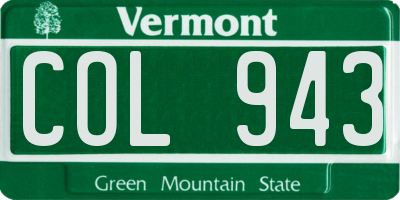VT license plate COL943