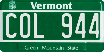 VT license plate COL944