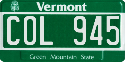 VT license plate COL945