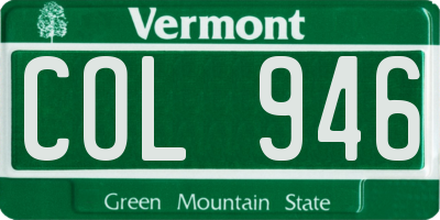 VT license plate COL946