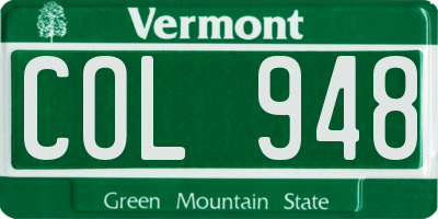 VT license plate COL948